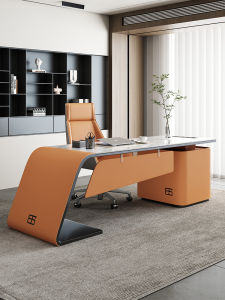 Modern Minimalist Italian Style Rock Plate Computer Desk And Chair Combination Luxury Writing Table Artistic Style Office Desk