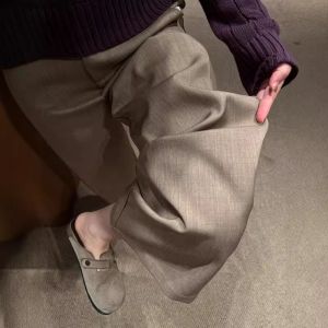 Retro Style Loose Fit Wide Leg Trousers