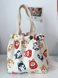 Cute Cartoon Toppling Man Portable Lunch Box Bag Drawstring Carrying High Aesthetic Value Waterproof Oilproof Bento Bag