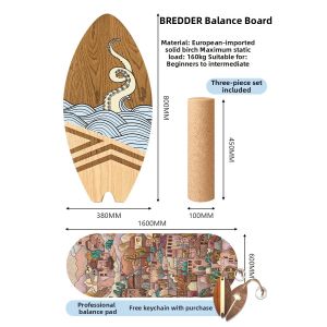 baomafanxi | Adult Balance Training Board Full Birch Wood Surfing/Skiing Fitness