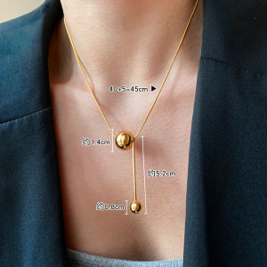 Golden Small round Ball Pendant Necklace Womens Accessory High-End Sensation Luxury Simple Daily Versatile Sweater Chain