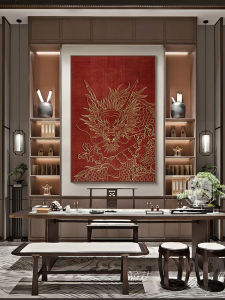 New Chinese Style Living Room Decorative Painting Golden Dragon High-End Sensation Entrance Decoration Three-Dimensional Relief Texture Hanging Artwork