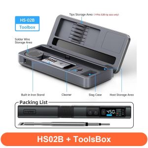 FNIRSI | FNIRSI HS-02 Adjustable Temperature Soldering Iron DC 20V 100-450℃ Welding Solder Rework Station PD 100W Portable Repair Tool