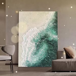 YERUI | Green Wave Minimal Beach Sandstone Texture Decorative Painting