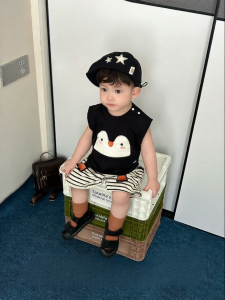 Childrens Sleeveless Vest and Stripe Pants Set
