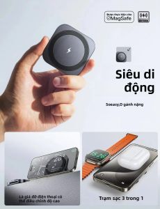 Sạc Không Dây Đa Năng LISEN 2 Trong 1 Cho iPhone & Samsung Sạc Nhanh 15W Nhỏ Gọn Gấp Gọn Được Đạt Chuẩn Qi