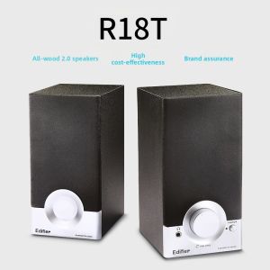 Edifier | Edifier R18T Wired Mini Multimedia Computer Speaker Desktop Laptop Desktop Speakers Compact Size Wood Body AUX Interface