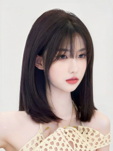 MENGSIQIAN | Female Medium-Length Human Hair Natural Fashion Hand-Woven Double-Needle Wig