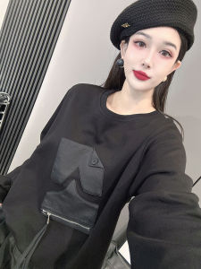 Chic Pure Cotton Long Sleeve Sweatshirt Womens Loose Top Early Autumn Base Shirt Korean Style Outerwear Fashionable