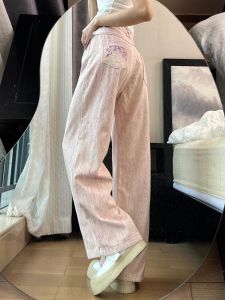 Quần Jeans Denim Ống Rộng Cạp Cao Cho Nữ Quần Dài Mùa Hè Thiết Kế Đa Chất Váy Ba Lỗ Thêu Hoa Cánh Bướm Quần Dài