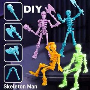 Skeleton Joint Man Dummy Action Figure Toy 3D Printed Skeleton Man Assembly Model Movable Lucky 13 Joints Toy Boys Gifts