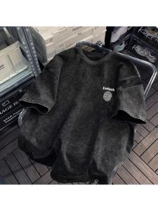 Loose Mens Short Sleeve T-Shirt Summer 2024 round Neck Printed Cotton Casual Fashion Brand Youthful Geometric Pattern Daily Wear