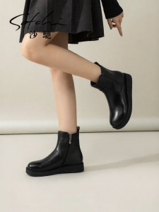 Giày Boots Da Mềm Đế Dày Lót Lông Ấm