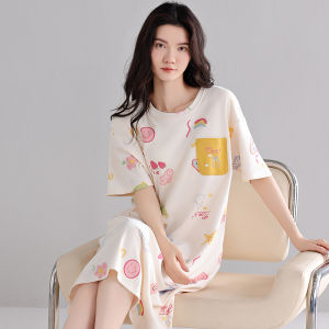 Miiow | Cat Person Pure Cotton Sleepwear With Chest Pad One-Piece Wearable Outdoor Summer Home Clothes Short Sleeve Cute Summer Pyjamas