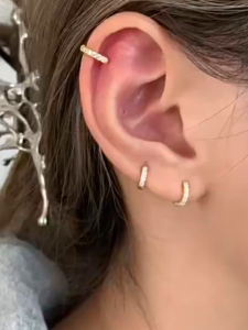 ZS 1 PC 6/8/10mm Crystal Mini Hoop Earrings Small Huggie Thin Cartilage Earring Copper Tragus Rook Lobe Helix Piercing