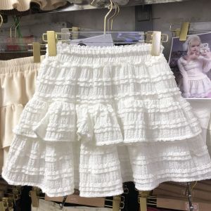 French Ballet Style High Waist A-Line Skirt Black White Cake Skirt Womens Summer Sweet Style Slimming Half-length Short Skirt