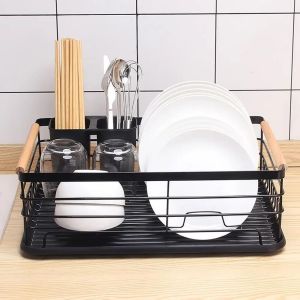 Light Duty Home Drying Rack Dish Drainer with Drainboard Kitchen Storage Shelf Utensil Organizer Rack Dish Draining Tray