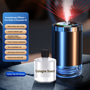 Smart Car Air Freshener Aroma Diffuser 5 Modes Rechargeable Humidifier with Digital Display Starry Light Auto Odor Eliminator