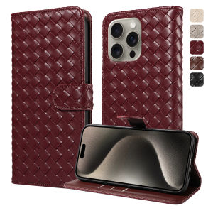 PU Leather Phone Case for Samsung Galaxy A37 A36 A35 A33 A32 A27 A25 A23 A22 A21s A16 A15 A14 Woven Shockproof with Stand Cover