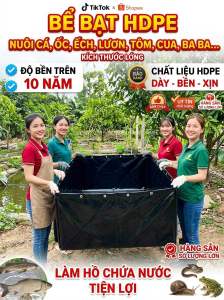 Bể bạt đen HDPE nguyên sinh nuôi cá ốc ếch lươn tôm cua baba... Làm bể chứa nước ( Tặng van xả nước )