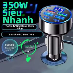 Sạc Ô Tô USB 6 Cổng 350W PD QC3.0 Bộ Chuyển Đổi USB C Sạc Nhanh Cho iPhone Samsung Huawei Xiaomi - Sạc Điện Thoại Nhanh Type C