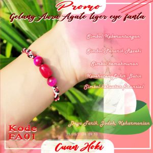 Cuan Hoki Gelang Aura rezeki 3 bola kristal Tabung batu alam tiger eye Fanta bisa cod