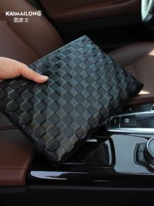 Kaimailong Men Clutch Bag Large Capacity Leather Handbag Mens First Layer Soft Cowhide Business Leisure Clutch Bag Mens Bag