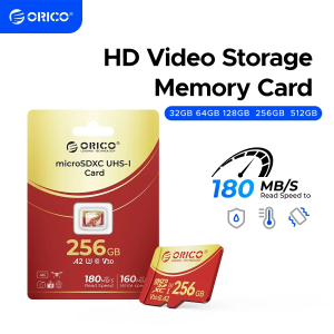 ORICO 64GB microSDXC UHS-I Memory Card 180MB/s 4K UHD Recoding U3 Class10 V30 A1 Micro SD for Action Camera Dash Cam
