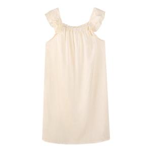 MiiOW | ชุดนอนผ้าไหมน้ำแข็งแขนกุดสำหรับผู้หญิง MiiOW ฤดูร้อน 2025 ชุดนอนลำลอง แขนกุด กระโปรงยาวปานกลาง คอวี ลายการ์ตูน