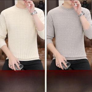 ROMON | Lomond Mens Round Neck Knitwear Winter Thickened Casual Loose Warm Inner Wear T-Shirt Fashionable Youthful Style Long Sleeve
