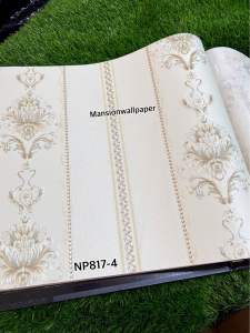 Wallpaper Dinding Klasik Batik Cream Pink Silver Coklat Gold Cream Mewah