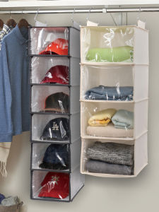 Dustproof Hanging Bag Organizer Rack Hat Storage Solution for Caps And Bags Wardrobe Closet Cotton Material European Style