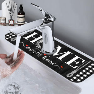VIKAMA Black and White Checkered Sink Mat | Kitchen and Bathroom Faucet Mat | American Vintage-Style Countertop Drain Mat