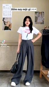 Quần ống rộng LY CHÉO ly lệch có bigsize kiểu dáng hợp thời trang thịnh hành lưng chun sau vải tuyết mưa đẹp