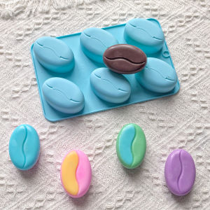 1pc 6-cavity coffee bean shaped silicone cake baking tray suitable for DIY baking utensils for bread and cake molds