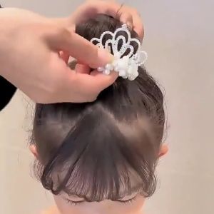 Ikat Rambut Korea Anak Model Mahkota Mutiara Permata Aksesoris Gaya Jepang Kunciran Rambut AK273