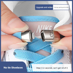 [Gnker] No Tie Shoe laces Press Lock Shoelaces without ties Elastic Laces Sneaker Kids Adult 8MM Widened Flat Shoelace for Shoes