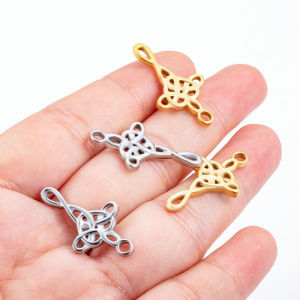 Polished Stainless Steel Retro Hollow Cross Pendant DIY Jewelry Accessories 18K Gold Celtic Knot Charms