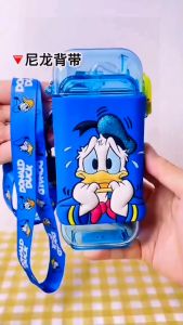 Bình Nước tritan BPA Free CHÍNH HÃNG DIS-NEY Elsa/Olaf/Mickey/Minnie/Donald kèm Ống Hút có dây đeo dung tích 280ml