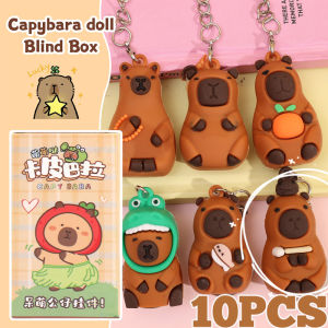 10pcs Capybara Blind Box Keychain Cute Snot Bear Figure Mystery Box Doll Pendant Car Keyring Bag Backpack Decorations