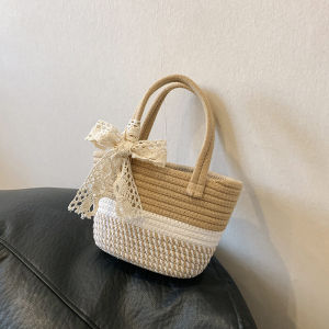 Large Capacity Woven Straw Handbag Womens Holiday Beach Crossbody Bag Trendy Bucket Shape Soft Handle Casual Pure Color