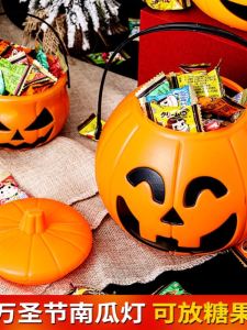 Đèn Quả Dưa Hấu Halloween Đồ Chơi Trẻ Em Hộp Đựng Kẹo Lồng Tay Hộp Túi Đựng Kẹo Dụng Cụ Trang Trí Đèn Quả Dưa Hấu Cầm Tay