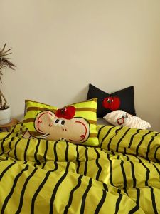 Cotton Bedding Set 1.8m Bed Sheet Bed Skirt Cartoon Little Elephant Simple Pure Cotton Quilt Cover Three Piece Set Four Piece Set