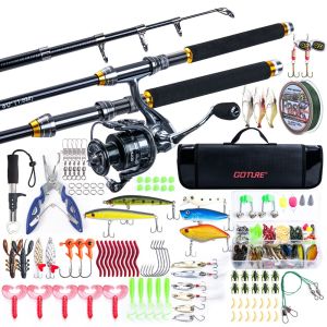Goture Sea Fishing Rod Full Combo 1.8-2.7m Telescopic Fishing Pole Spinning Reel Baits Lines Set Tackle with Travel Fishing Bag