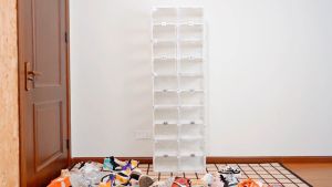 ANTBOX Rak Sepatu Susun Serbaguna Clear White 20 Pasang Rak Sepatu Susun Minimalis Anti Debu