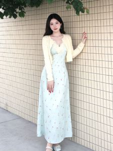 CHANGTONG | Gentle Stylish Unique Beautiful Flowered Two-piece Dress