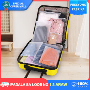 【Portable】Frosted Matte Storage Bags with Zipper for Packaging Transparent Travel Pouch Clothes Socks Jacket Trousers Storage Organizer Bag