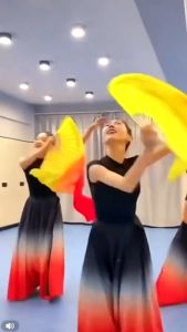 1 PCS 1.8 Metel Adult Extended Dance Fan Chinese Belly Dance Performance Multi Colored Long Fan