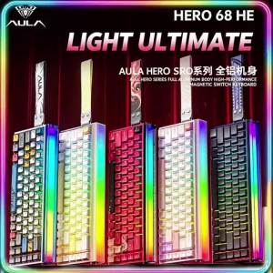 AULA | Bàn Phím Cơ AULA Hero68 Ultra 8K RGB Gaming Có Dây Công Nghệ Hall Effect Switch Từ Tính Rapid Trigger Hành Trình Phím Điều Chỉnh Được Khung Nhôm CNC