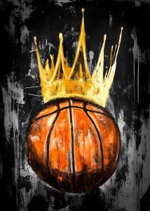 1pc frameless canvas Soccer Basketball Baseball Golden Crown Poster Print  Ball Graffiti Wall Art Picture for Home Decor